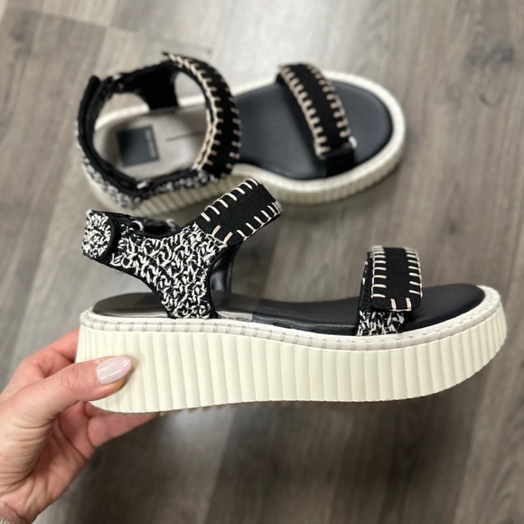 Dolce Vita Black Sandals with White Accents - Picture 8 of 8